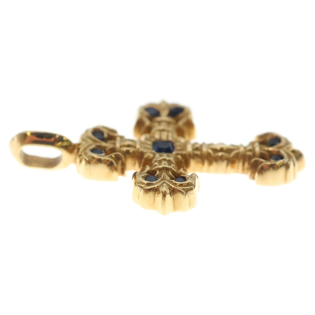 CHROME HEARTS(クロムハーツ) 22K CHARM FILIGREE TINY P SAP B タイニーフィリグリー PAVEブルーサファイアゴールドネックレストップ レディース