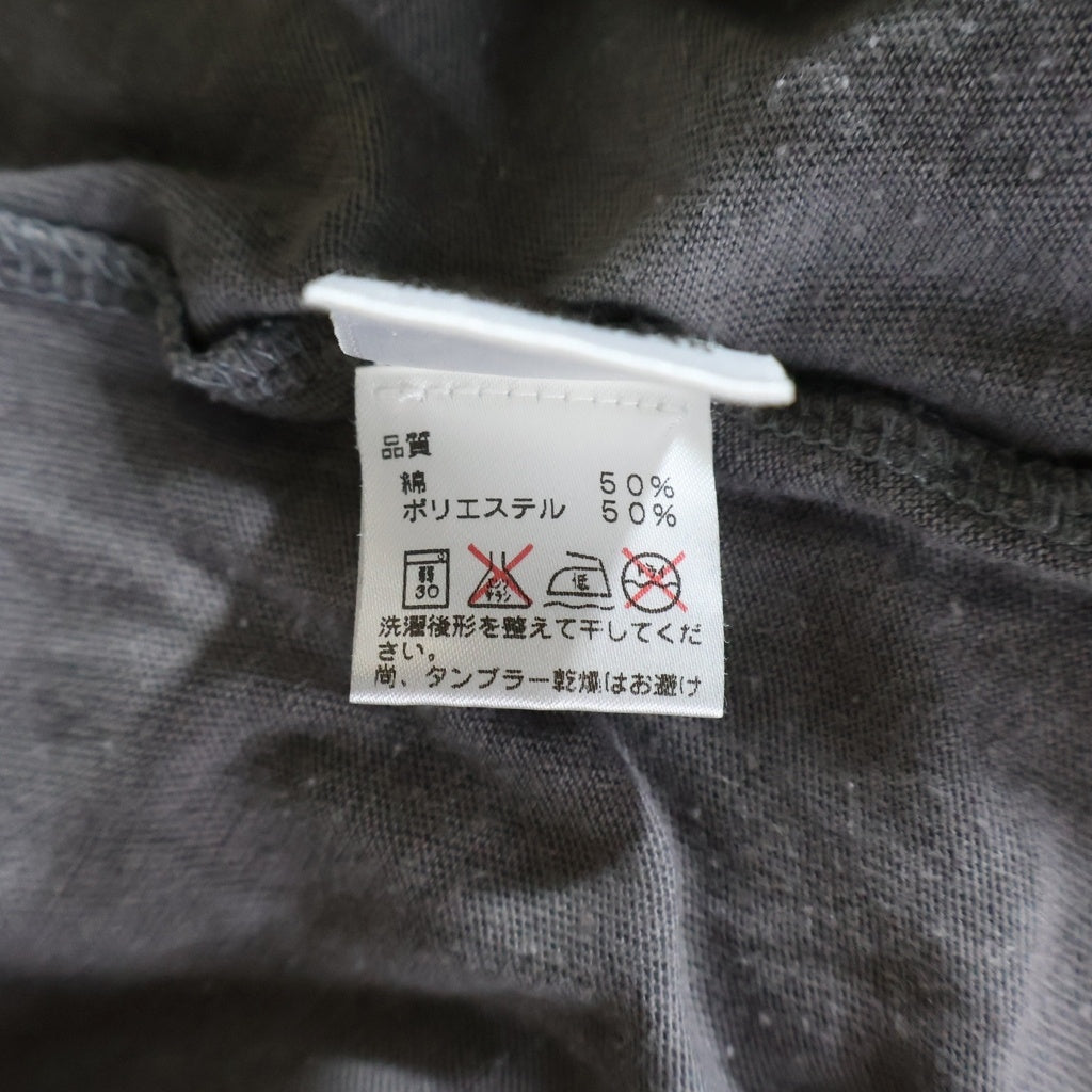 CHROME HEARTS(クロムハーツ) OLD CH CEMETARY CROSS L/S TEE セメタリークロス 両面プリント コットン ヘンリーネック 七分袖Tシャツ 長袖カットソー ‐