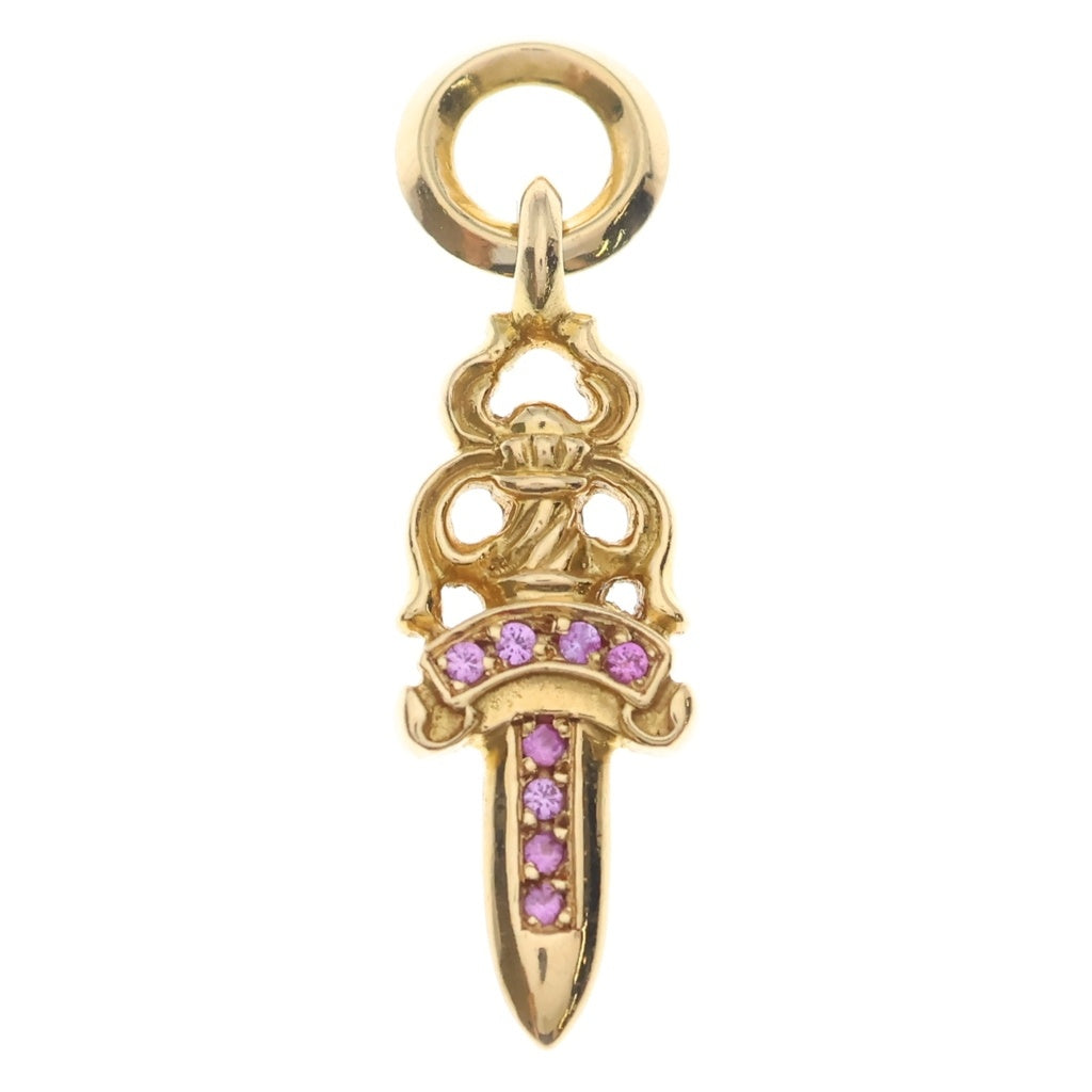 CHROME HEARTS(クロムハーツ) 22K #5DAGGER P SAP #5ダガーチャーム PAVEサファイア ゴールドネックレストップ ‐