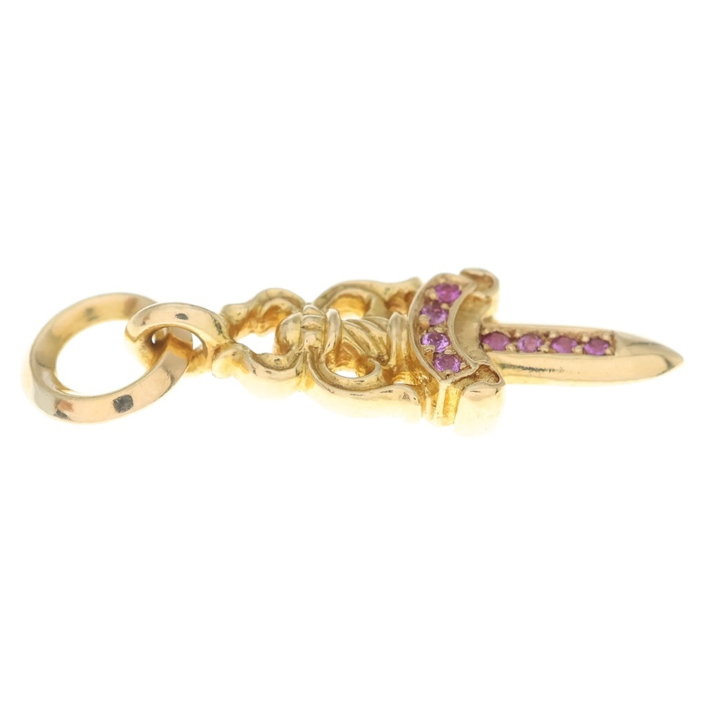 CHROME HEARTS(クロムハーツ) 22K #5DAGGER P SAP #5ダガーチャーム PAVEサファイア ゴールドネックレストップ ‐