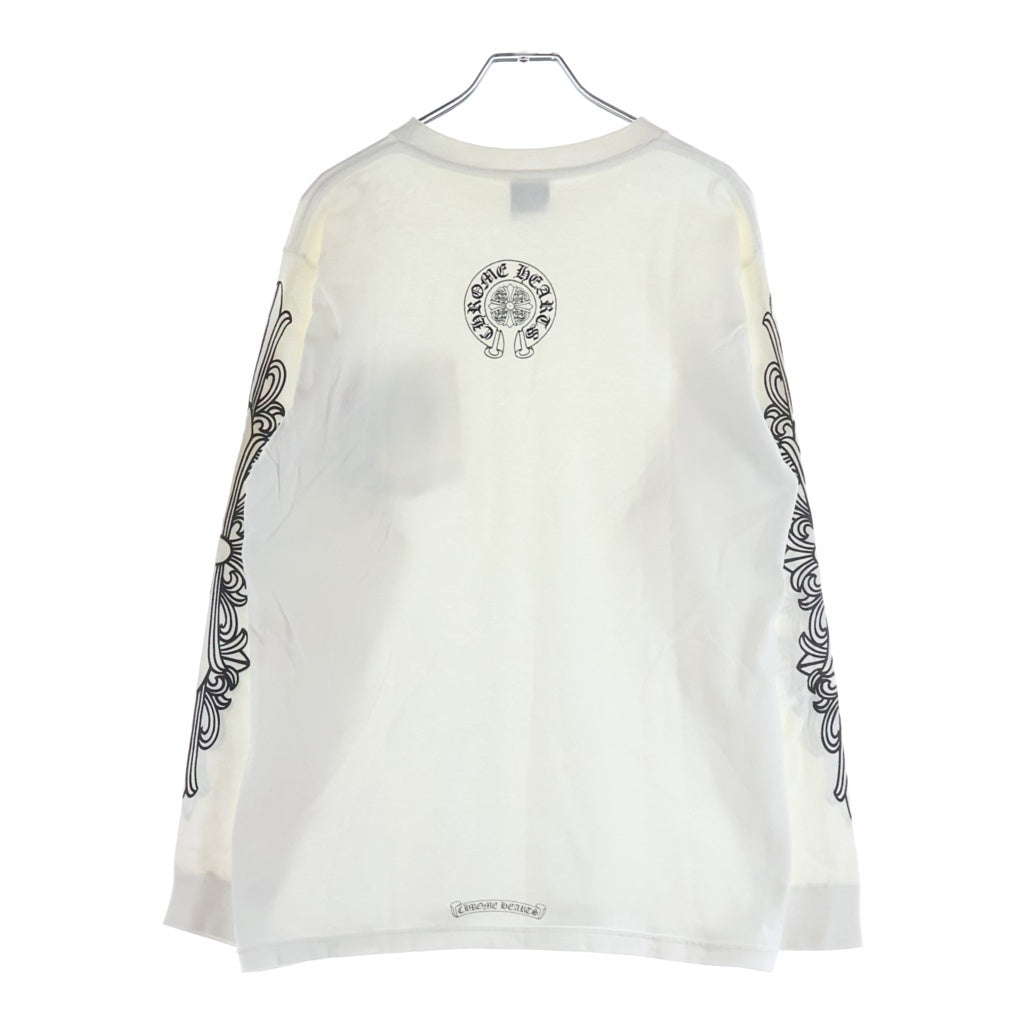 CHROME HEARTS(クロムハーツ) OLD オールド袖フローラル ホースシュープリント 長袖Tシャツカットソー ブラック/ホワイト