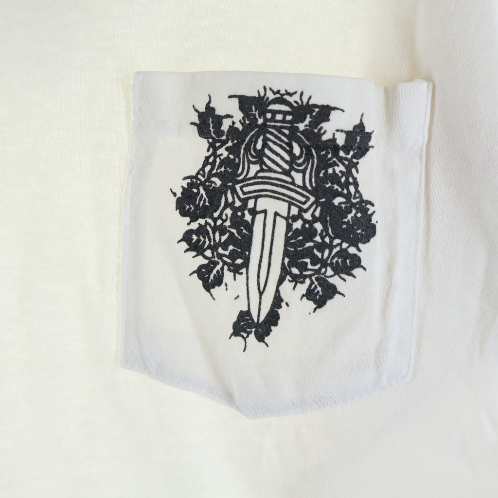 CHROME HEARTS(クロムハーツ) OLD オールド袖フローラル ホースシュープリント 長袖Tシャツカットソー ブラック/ホワイト