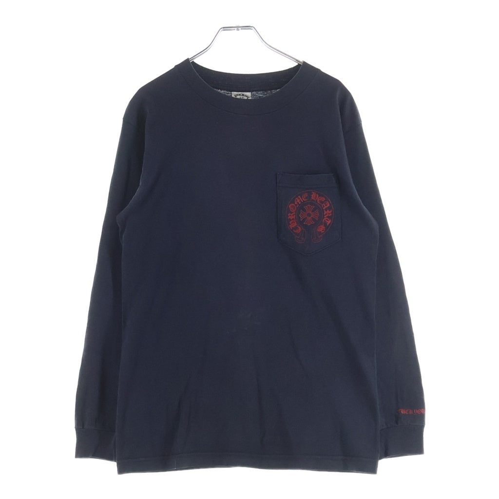 CHROME HEARTS(クロムハーツ) OLD オールド袖フローラル ホースシュープリント 長袖Tシャツカットソー ブラック/レッド