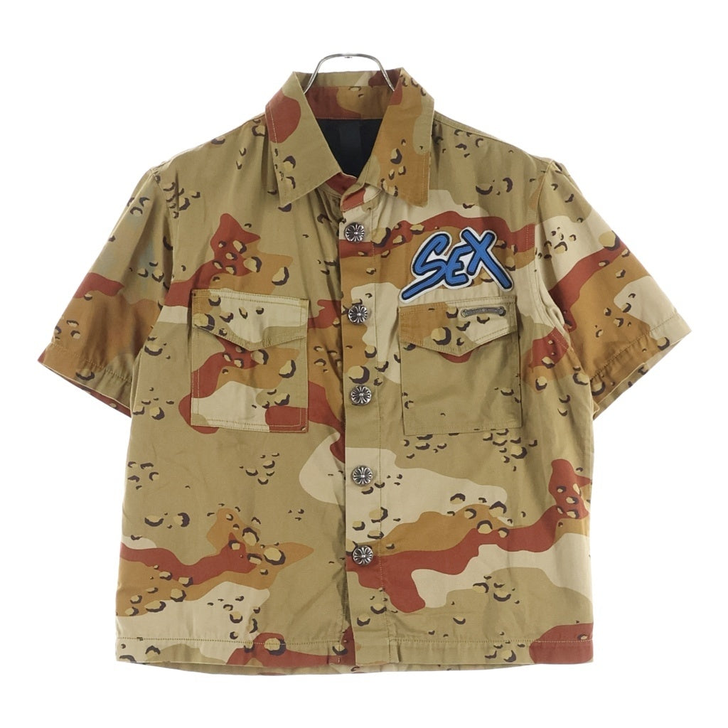 CHROME HEARTS(クロムハーツ) SEX RECORDS SHORT SLEEVE SHIRT CAMO Matty Boyクロスボールボタンカモフラ半袖シャツ ベージュ ‐