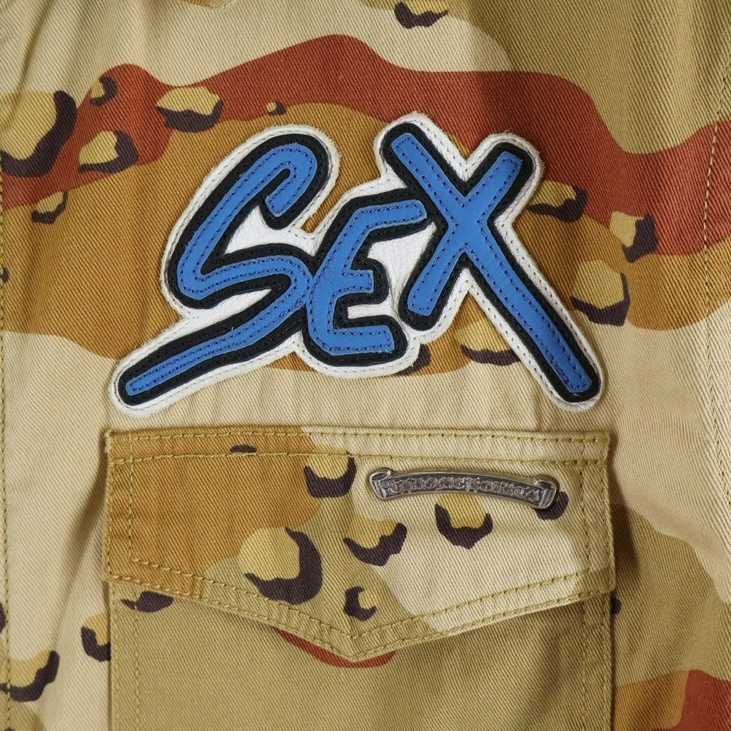 CHROME HEARTS(クロムハーツ) SEX RECORDS SHORT SLEEVE SHIRT CAMO Matty Boyクロスボールボタンカモフラ半袖シャツ ベージュ ‐