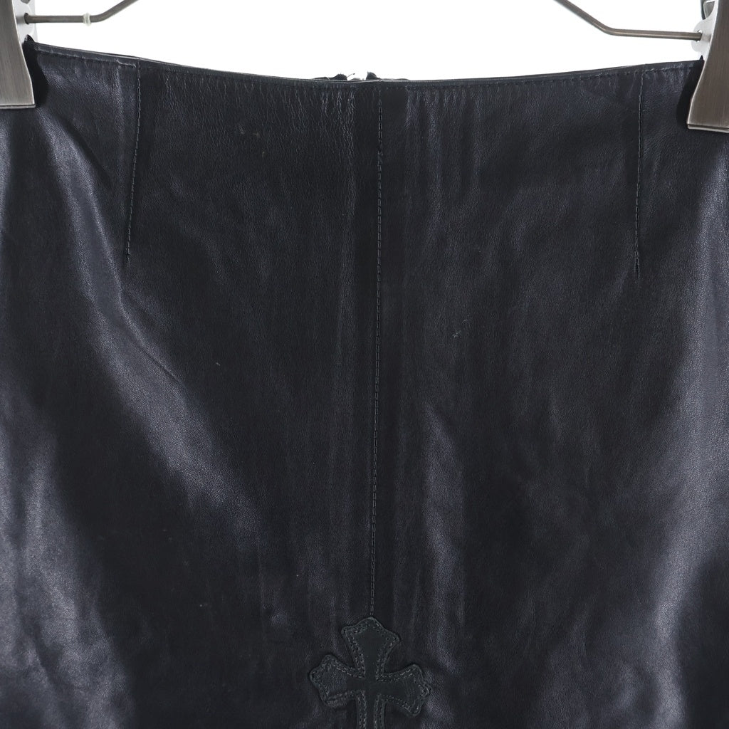 CHROME HEARTS(クロムハーツ) クロスパッチ付き クロスボールレザーショートパンツ ブラック ‐
