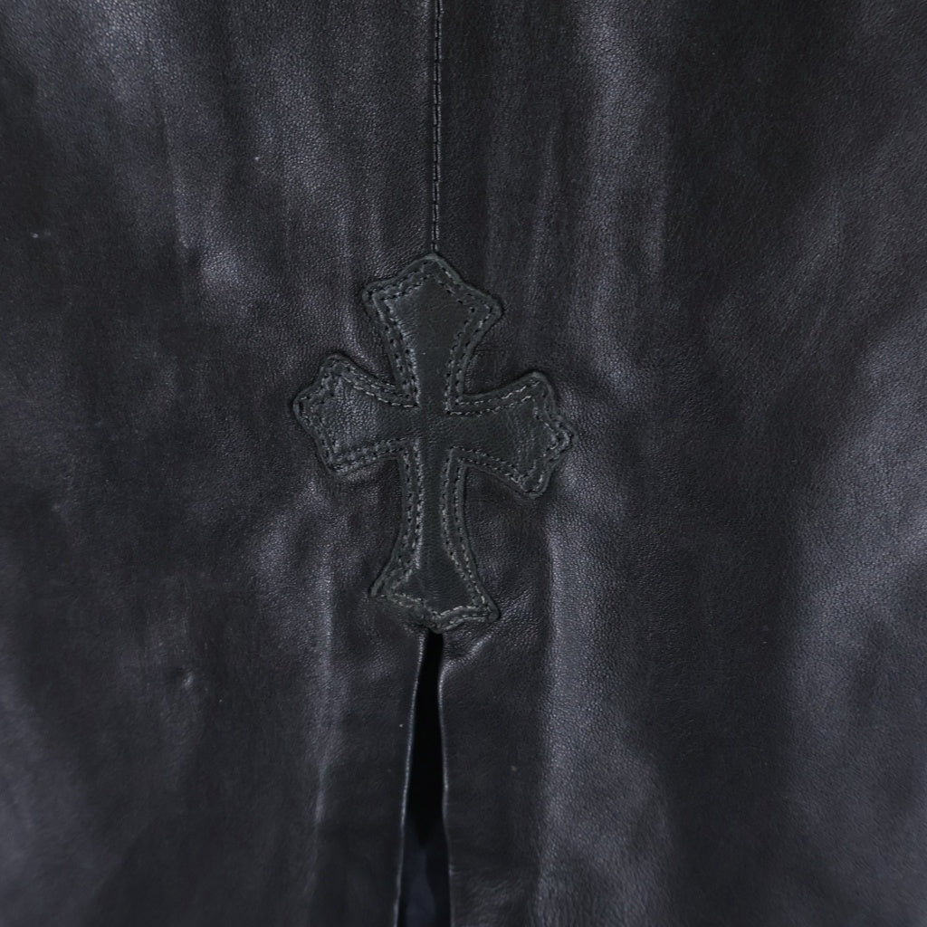 CHROME HEARTS(クロムハーツ) クロスパッチ付き クロスボールレザーショートパンツ ブラック ‐