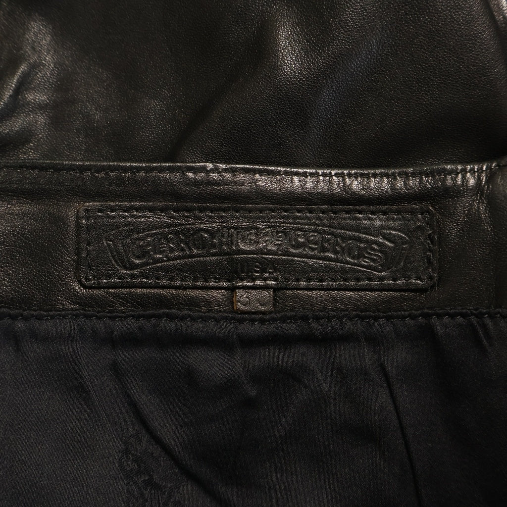 CHROME HEARTS(クロムハーツ) クロスパッチ付き クロスボールレザーショートパンツ ブラック ‐