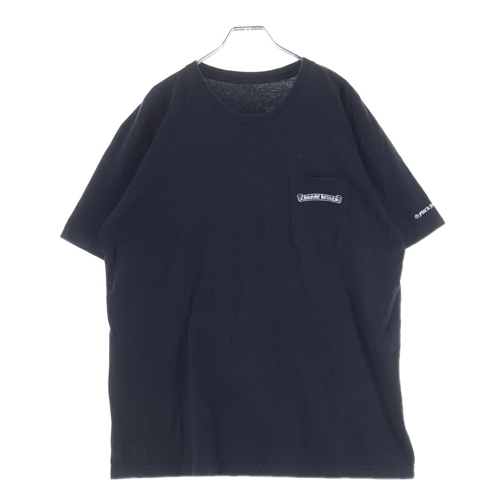 CHROME HEARTS(クロムハーツ) バックスクロールラベルプリント 胸ポケット 半袖Tシャツ カットソー ブラック -