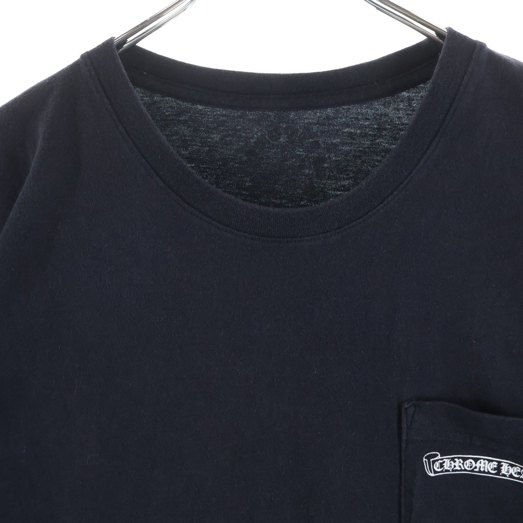 CHROME HEARTS(クロムハーツ) バックスクロールラベルプリント 胸ポケット 半袖Tシャツ カットソー ブラック -