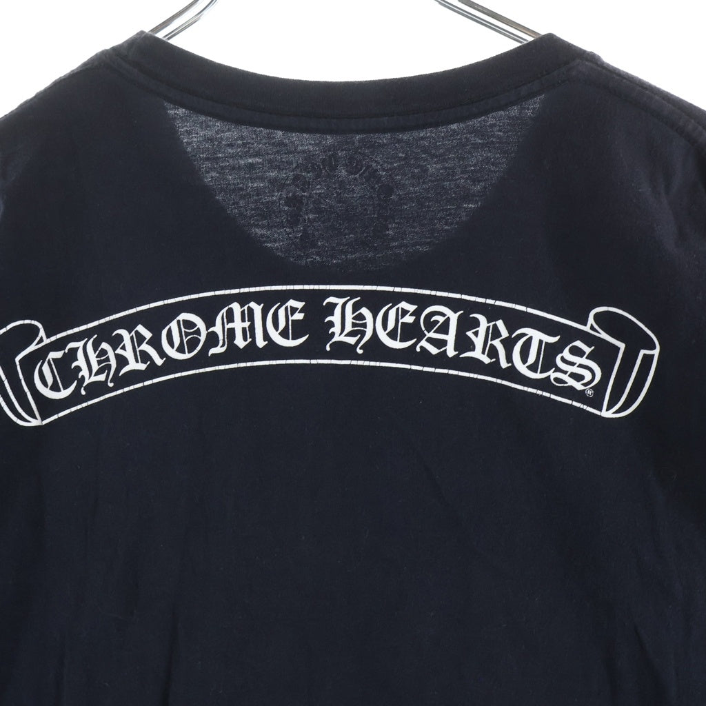 CHROME HEARTS(クロムハーツ) バックスクロールラベルプリント 胸ポケット 半袖Tシャツ カットソー ブラック -