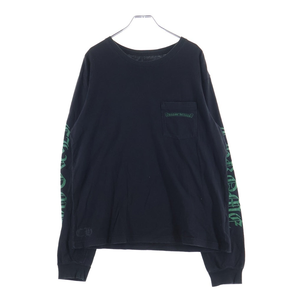 CHROME HEARTS(クロムハーツ) Back Cemetery CH L/S バックセメタリークロス 長袖Tシャツ カットソー ブラック/グリーン -