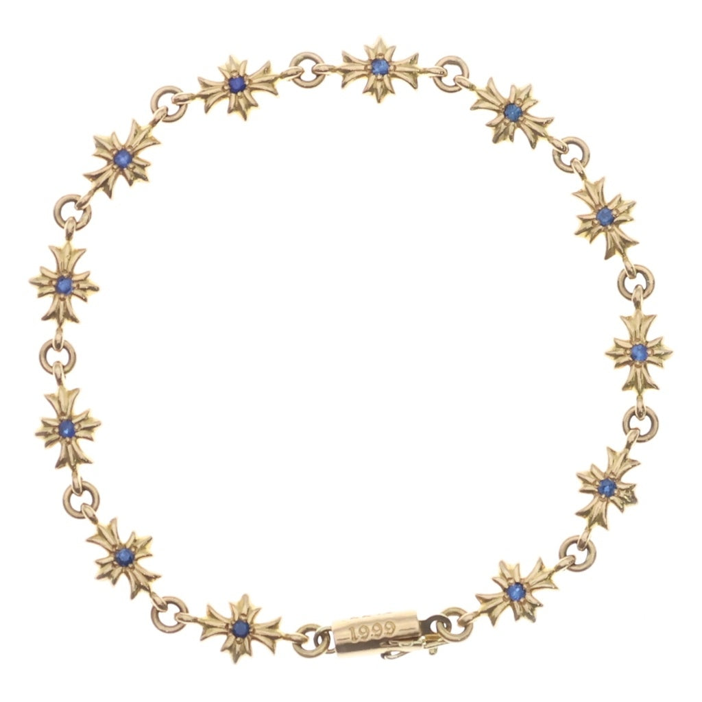 CHROME HEARTS(クロムハーツ) 22K TNY E CH PLS B SAP タイニーECHプラス PAVEブルーサファイア ゴールドブレスレット ‐