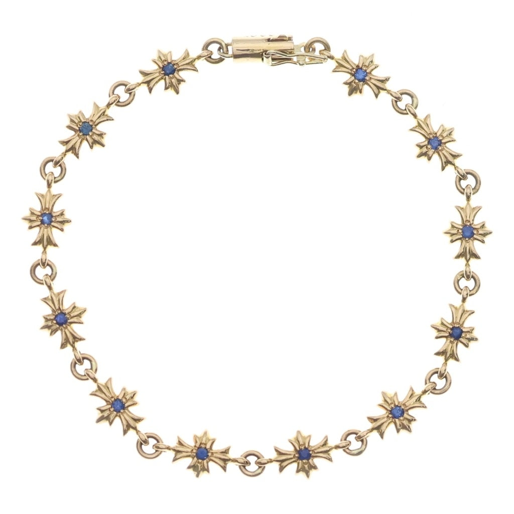 CHROME HEARTS(クロムハーツ) 22K TNY E CH PLS B SAP タイニーECHプラス PAVEブルーサファイア ゴールドブレスレット ‐