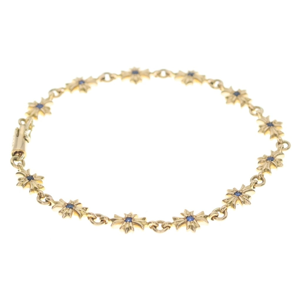 CHROME HEARTS(クロムハーツ) 22K TNY E CH PLS B SAP タイニーECHプラス PAVEブルーサファイア ゴールドブレスレット ‐