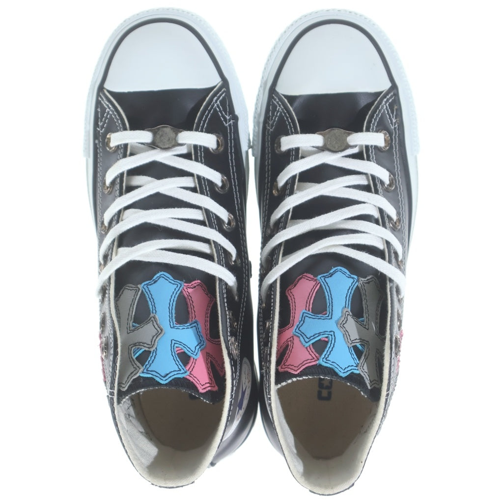 CHROME HEARTS(クロムハーツ) CH CONVERSE LEATHER MULTI CROSS PATCH シルバー装飾 マルチクロスパッチ付き レザーハイカットスニーカー ブラック/マルチ US5/24CM レディース