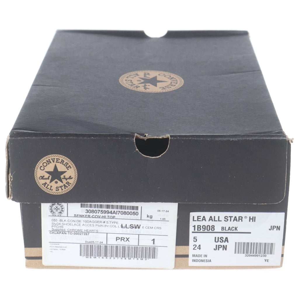 CHROME HEARTS(クロムハーツ) CH CONVERSE LEATHER MULTI CROSS PATCH シルバー装飾 マルチクロスパッチ付き レザーハイカットスニーカー ブラック/マルチ US5/24CM レディース