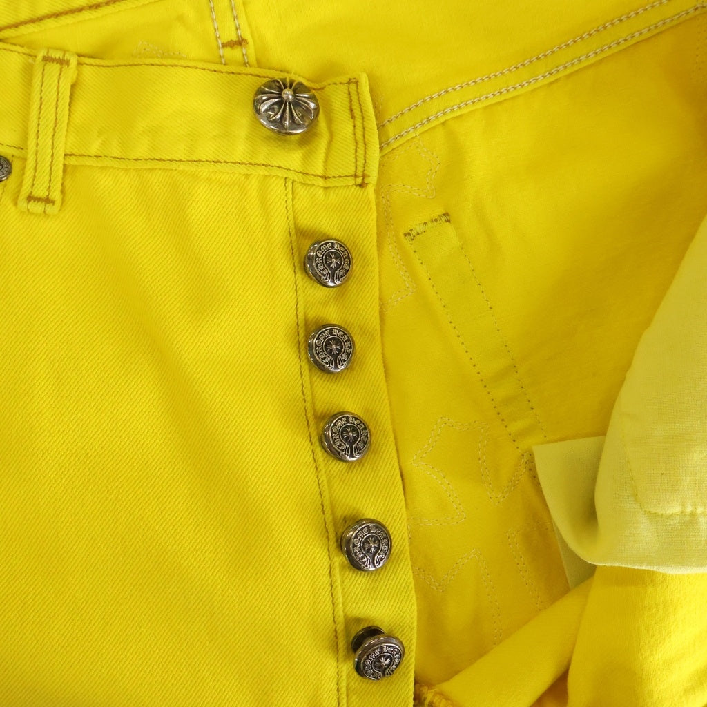 CHROME HEARTS(クロムハーツ) U VNTG JEAN YEL RED TAB ラージクロス クロスパッチ付き501ウォッシュドデニムパンツ イエロー/シルバー ‐