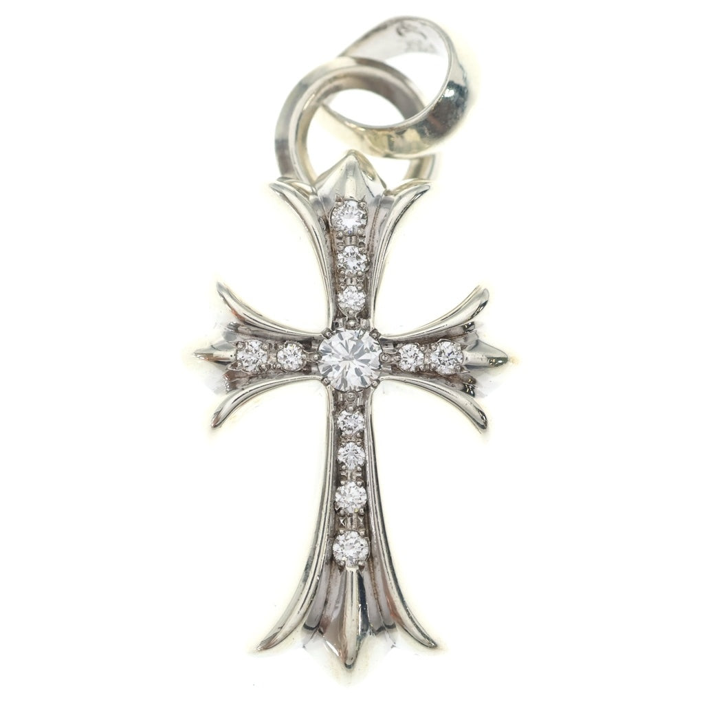 CHROME HEARTS(クロムハーツ) CH CRS SML W/BALE P/D/スモールCHクロスベイル PAVEダイヤ/Wベイル/シルバーネックレストップ -