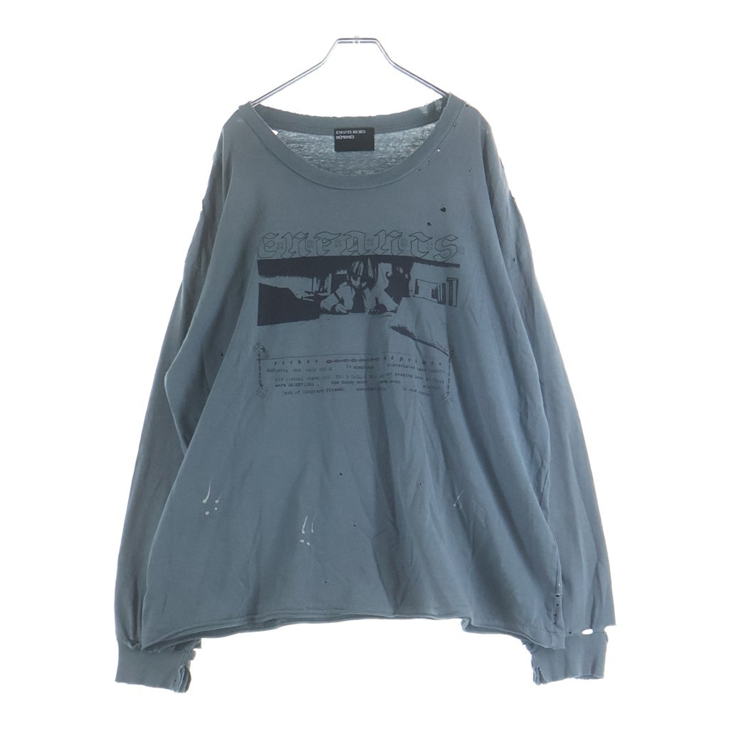 ENFANTS RICHES DEPRIMES(アンファンリッシュデプリメ) 25SS BOY IN CHAINS LS T-SHIRT ボーイ・イン・チェインズ ダメージ加工プリント長袖Tシャツ ブルー