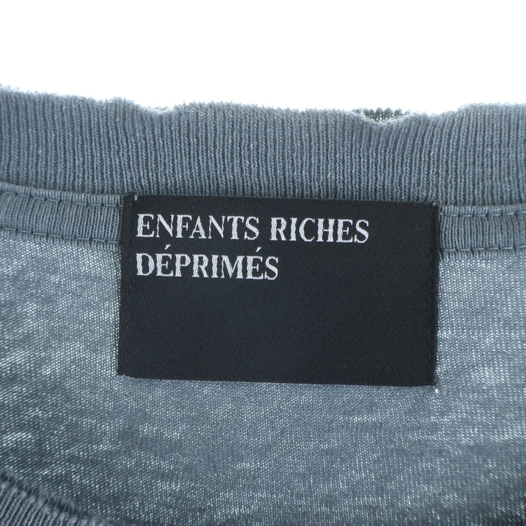 ENFANTS RICHES DEPRIMES(アンファンリッシュデプリメ) 25SS BOY IN CHAINS LS T-SHIRT ボーイ・イン・チェインズ ダメージ加工プリント長袖Tシャツ ブルー