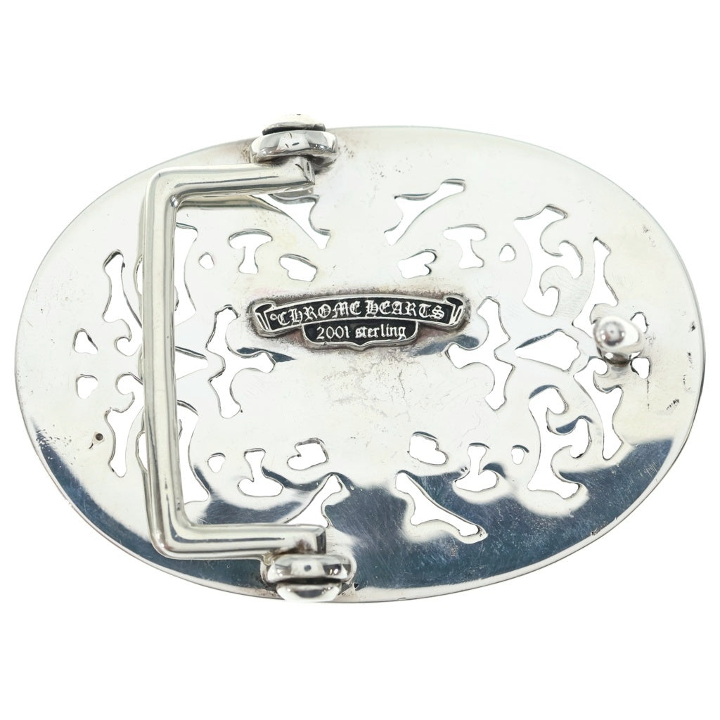 CHROME HEARTS(クロムハーツ) BUCKL OVAL STAR1.5 P DMND B SAP 1.5クラシックオーバルスター PAVEダイヤ ブルーサファイア シルバーバックル -