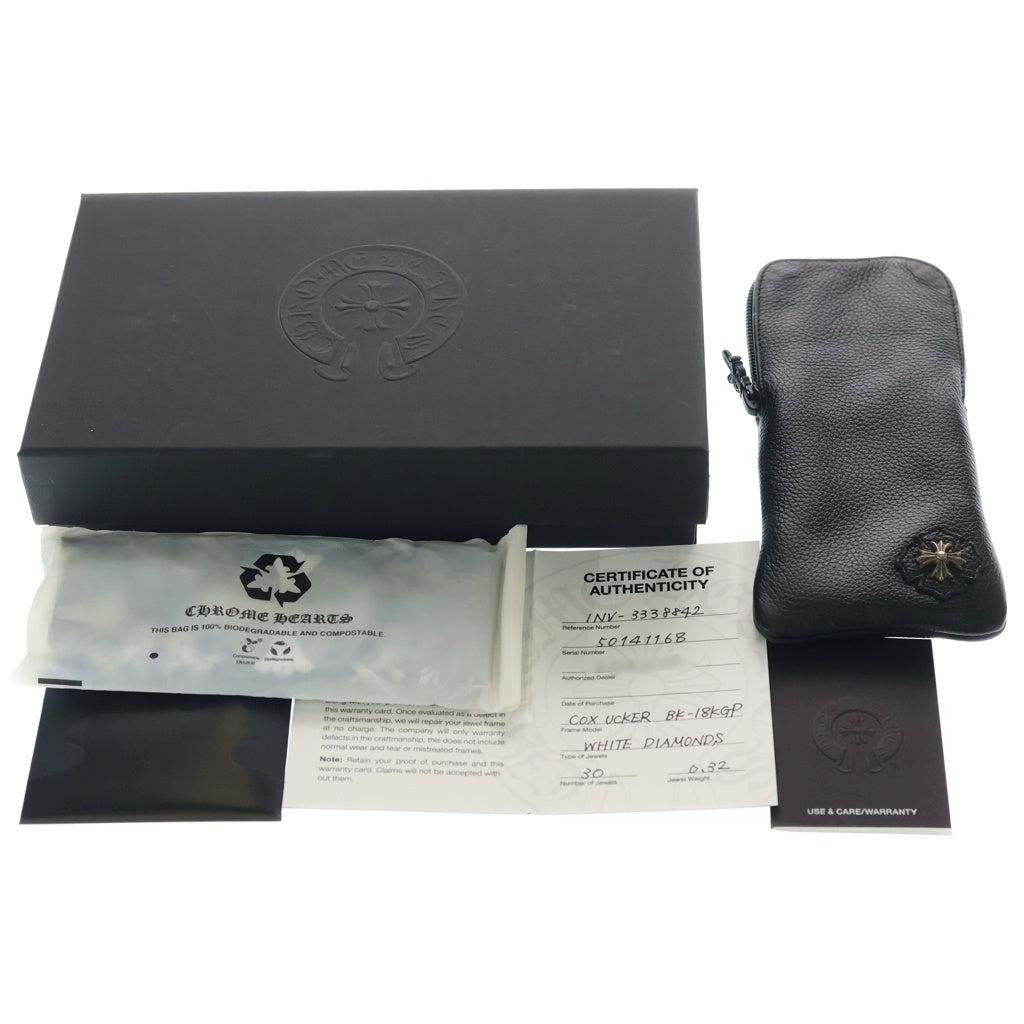 CHROME HEARTS(クロムハーツ) 18KGP COX UCKER P DIA CHクロステンプルPAVEダイヤウェリントン眼鏡 ブラック/ゴールド -