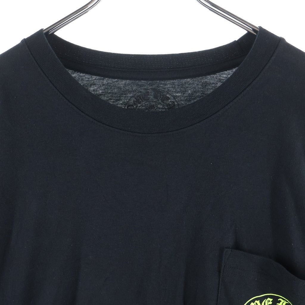CHROME HEARTS(クロムハーツ) Floral Cross Horseshoe Long Sleeve Tee フローラルクロス ホースシュー ロングスリーブ Tシャツ ブラック/ネオンイエロー ‐