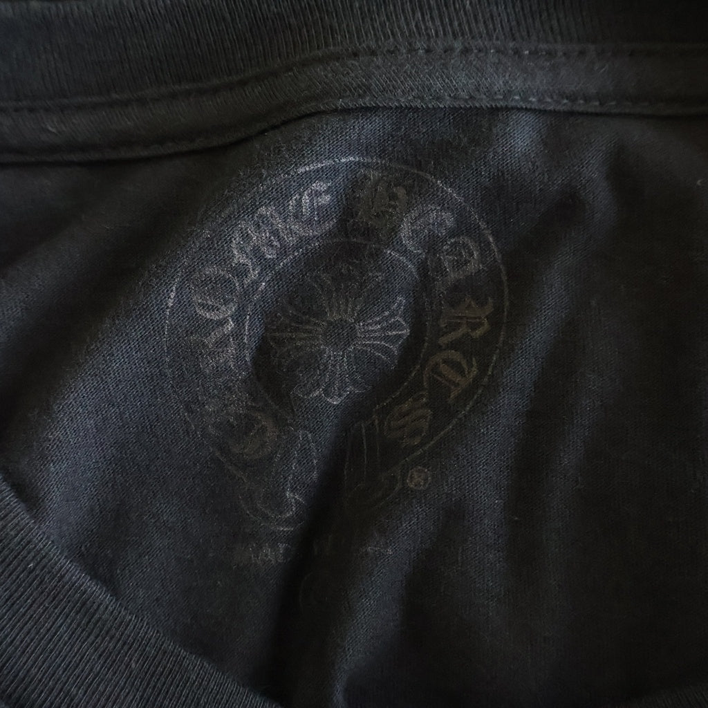 CHROME HEARTS(クロムハーツ) Floral Cross Horseshoe Long Sleeve Tee フローラルクロス ホースシュー ロングスリーブ Tシャツ ブラック/ネオンイエロー ‐