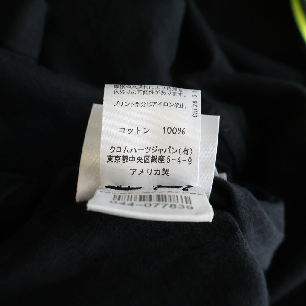 CHROME HEARTS(クロムハーツ) Floral Cross Horseshoe Long Sleeve Tee フローラルクロス ホースシュー ロングスリーブ Tシャツ ブラック/ネオンイエロー ‐
