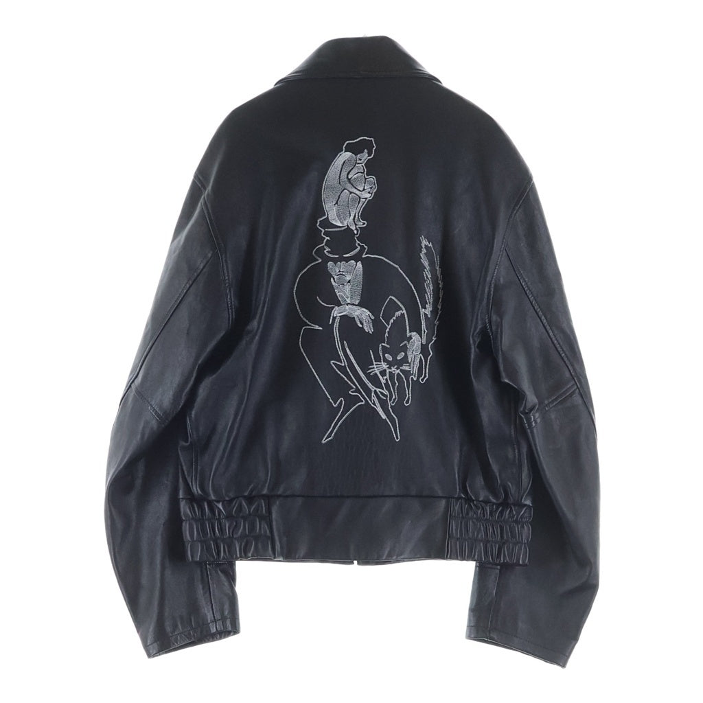ENFANTS RICHES DEPRIMES(アンファンリッシュデプリメ) Arcane 17 Leather Zio Up Jacket ジップアップ カウレザージャケット ブラッ -
