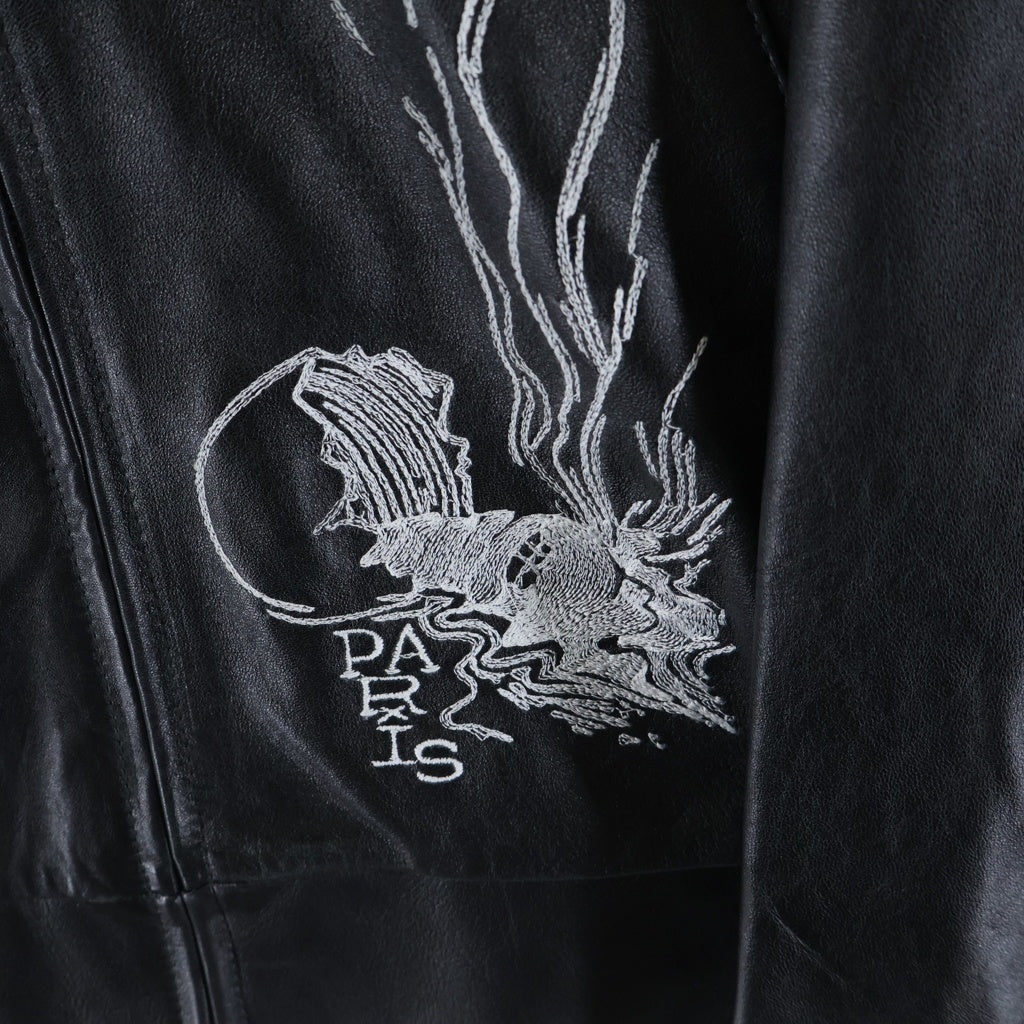 ENFANTS RICHES DEPRIMES(アンファンリッシュデプリメ) Arcane 17 Leather Zio Up Jacket ジップアップ カウレザージャケット ブラッ -