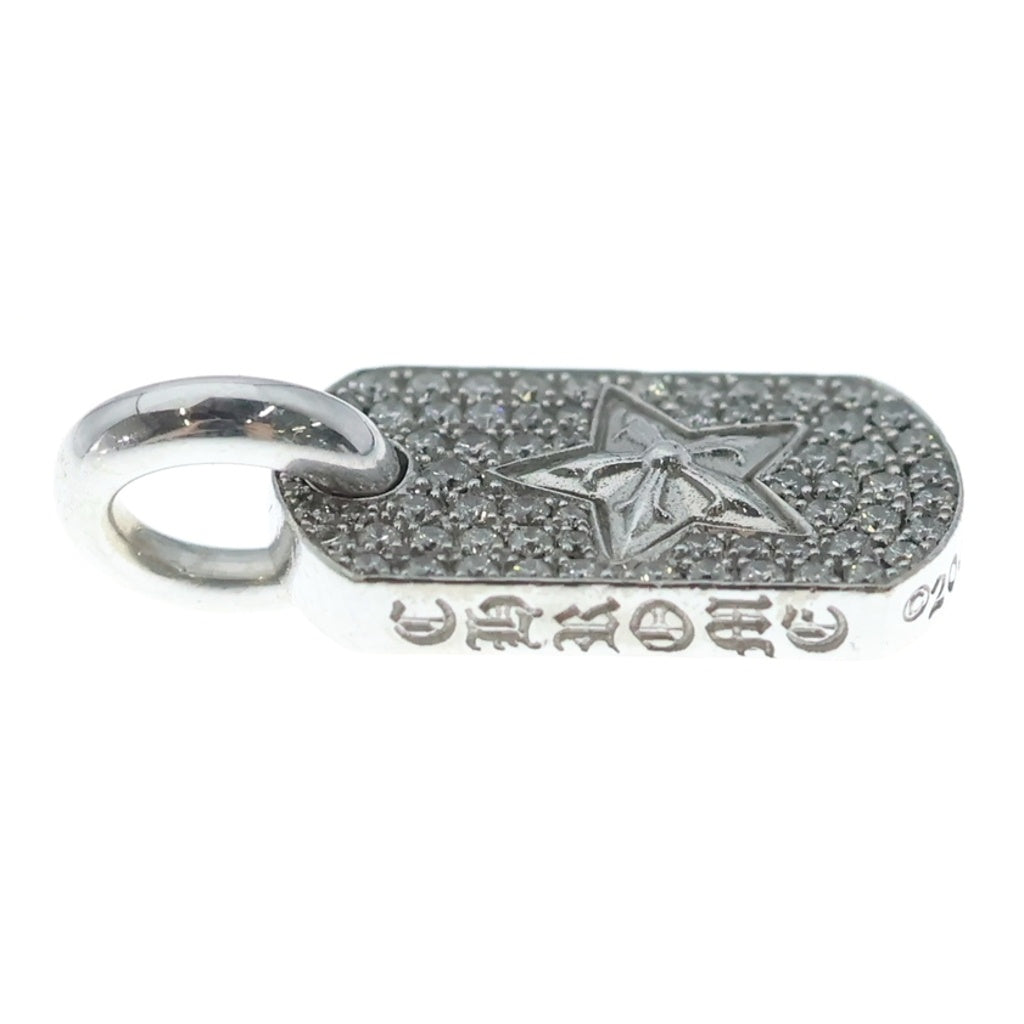 CHROME HEARTS(クロムハーツ) 18K DT TNY CO STAR P D タイニースタードッグタグ PAVEダイヤ チャーム ゴールドネックレストップ ‐