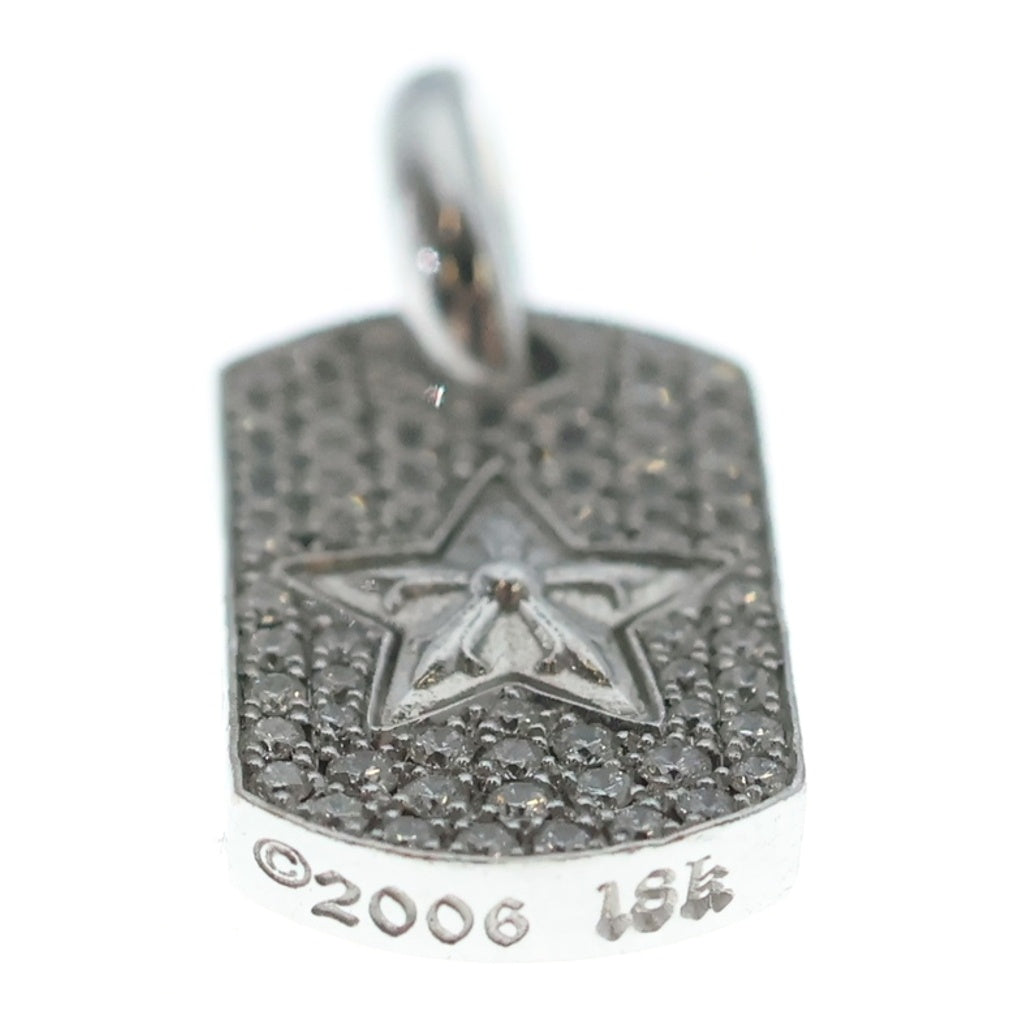 CHROME HEARTS(クロムハーツ) 18K DT TNY CO STAR P D タイニースタードッグタグ PAVEダイヤ チャーム ゴールドネックレストップ ‐
