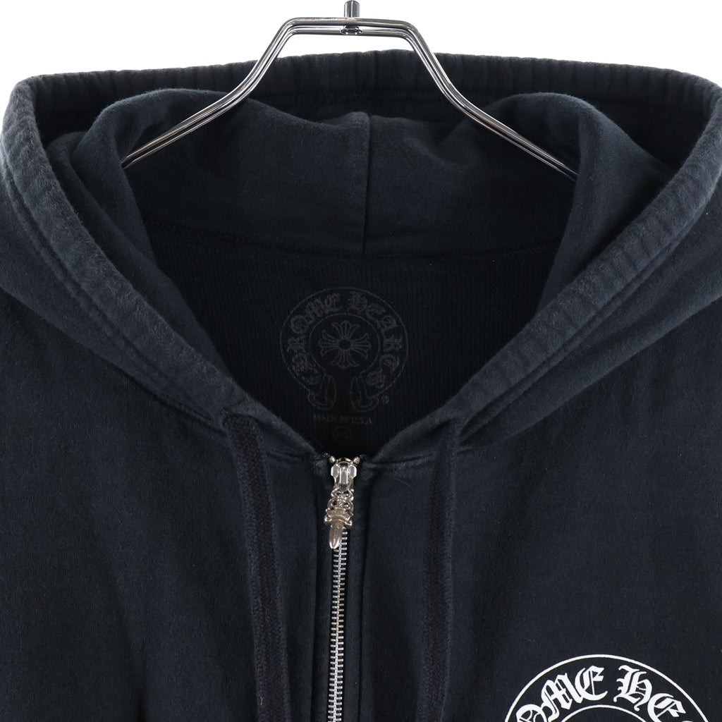 CHROME HEARTS(クロムハーツ) SWTSHRT HD ZIP 袖フローラルホースシュープリント裏地サーマルジップパーカー