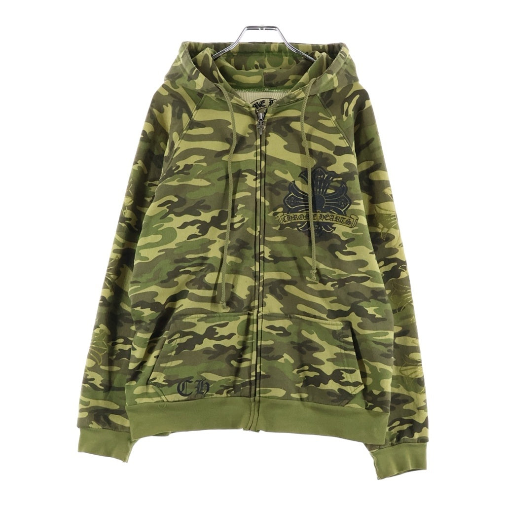 CHROME HEARTS(クロムハーツ) CH Plus Gold Horseshoe Print Zip Hoodie CHプラス ゴールド ホースシュー プリント カモフラ
