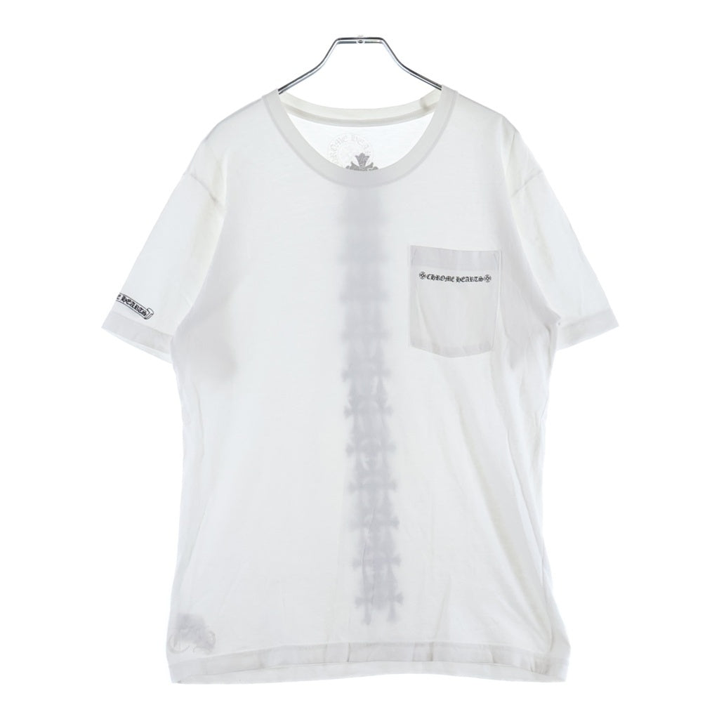 CHROME HEARTS(クロムハーツ) Cemetery Cross Tire Track Tee バックセメタリークロス タイヤトラック プリントTシャツ 半袖カットソー ホワイト