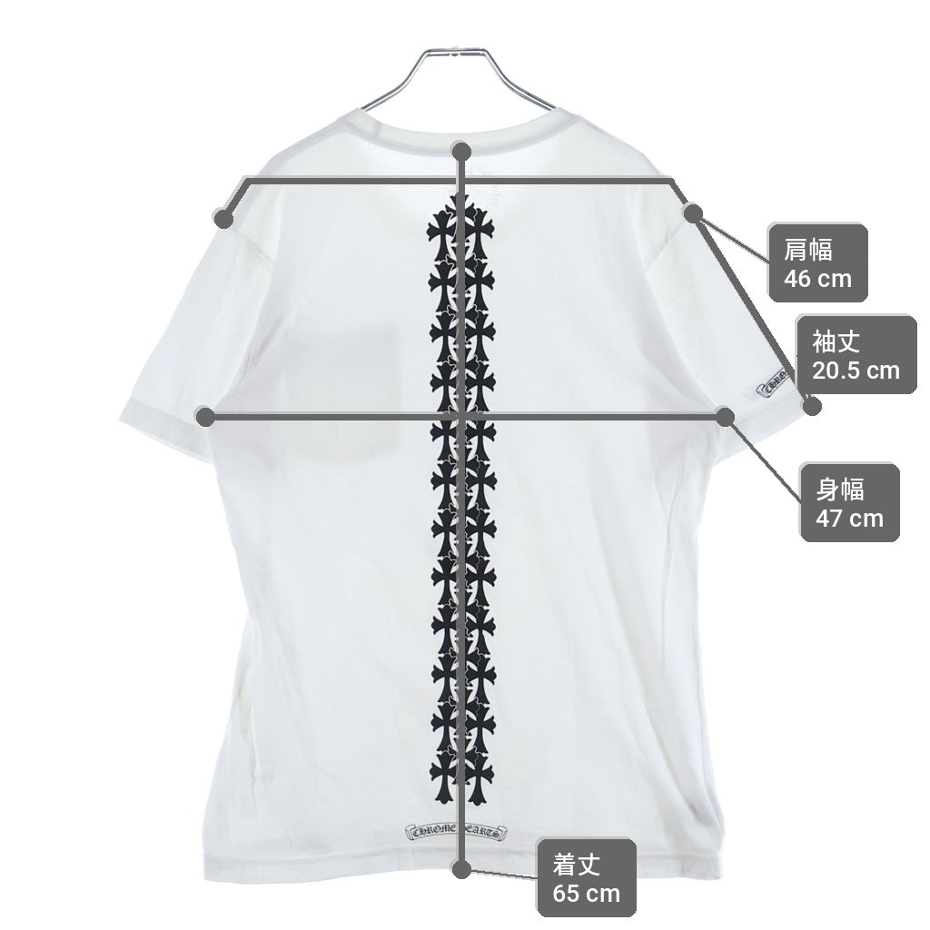 CHROME HEARTS(クロムハーツ) Cemetery Cross Tire Track Tee バックセメタリークロス タイヤトラック プリントTシャツ 半袖カットソー ホワイト