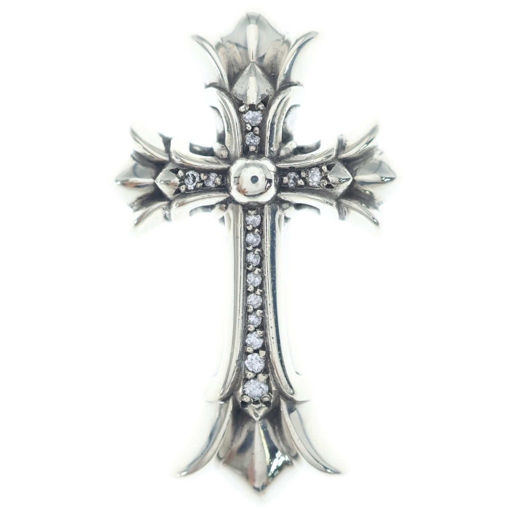 CHROME HEARTS(クロムハーツ) DBL CH CRS SML P D スモールダブルCHクロス PAVEダイヤ ペンダント シルバーネックレストップ