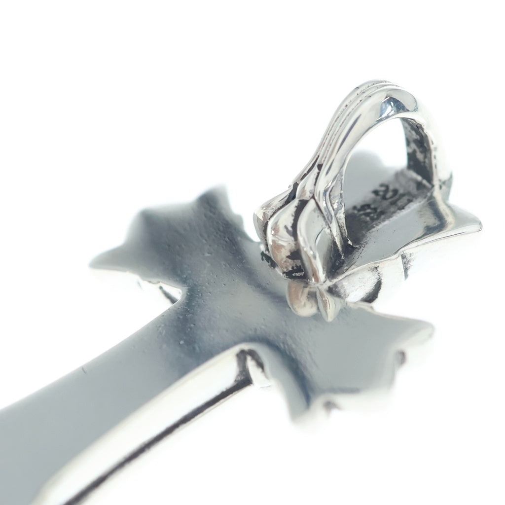 CHROME HEARTS(クロムハーツ) DBL CH CRS SML P D スモールダブルCHクロス PAVEダイヤ ペンダント シルバーネックレストップ