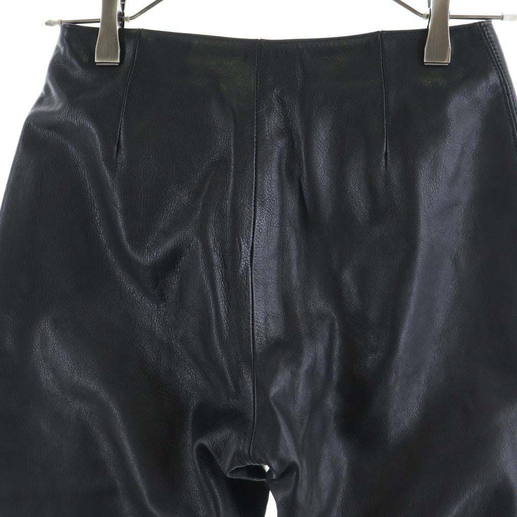 CHROME HEARTS(クロムハーツ) LTHR PANTS ボタンフライ クロスボールボタンフレアニーレザーロングパンツ レディース