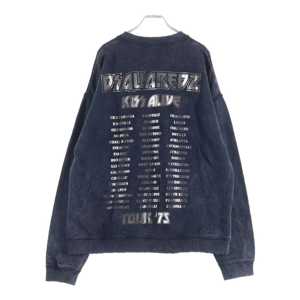 DSQUARED2(ディースクエアード) × KISS S78GU0087 S25030 ダメージ加工 スウェット トレーナー ブラック