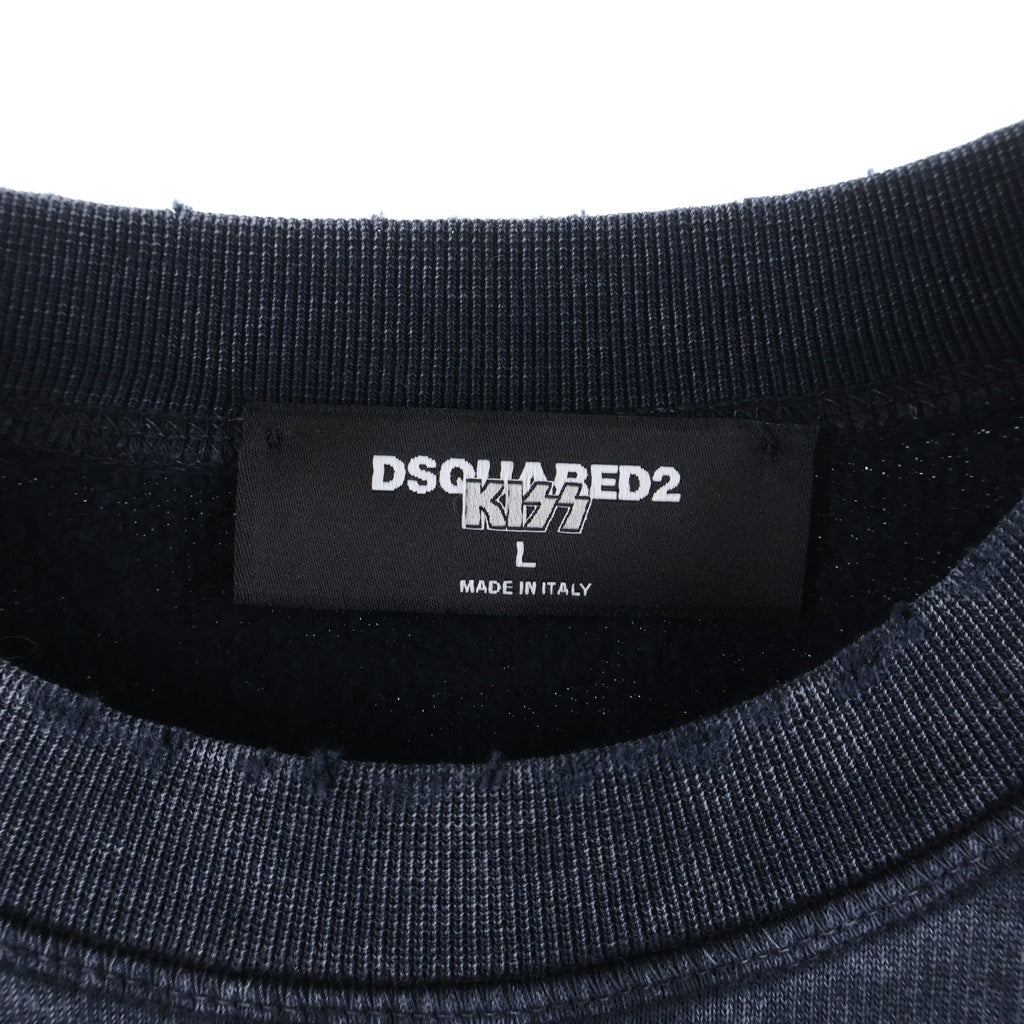 DSQUARED2(ディースクエアード) × KISS S78GU0087 S25030 ダメージ加工 スウェット トレーナー ブラック