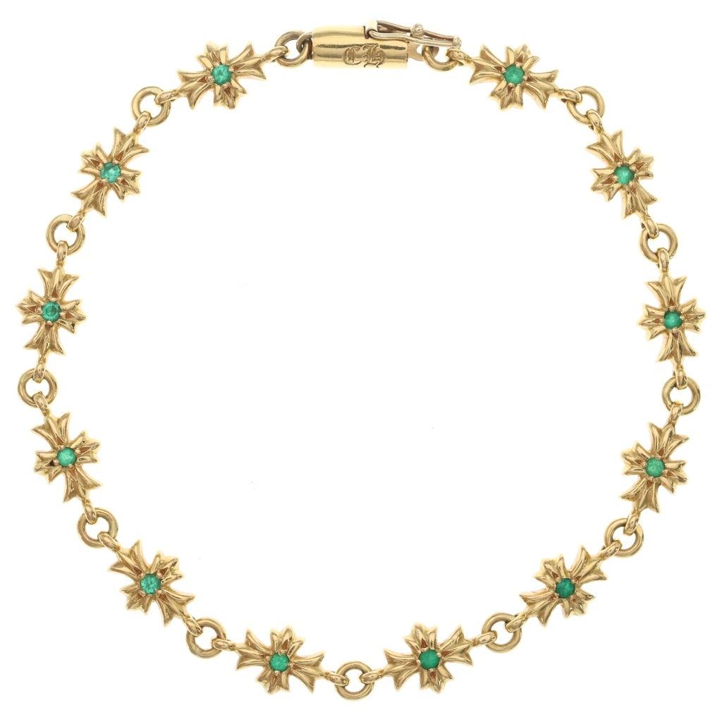 CHROME HEARTS(クロムハーツ) 22K TNY E CH PLS P EMRLD タイニーECHプラス PAVEエメラルド ゴールドブレスレットブレスレット