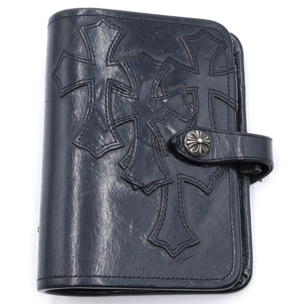 CHROME HEARTS(クロムハーツ) AGENDA FRNT4CEMECROSS セメタリークロスパッチクロスボールボタン手帳カバー ブラック