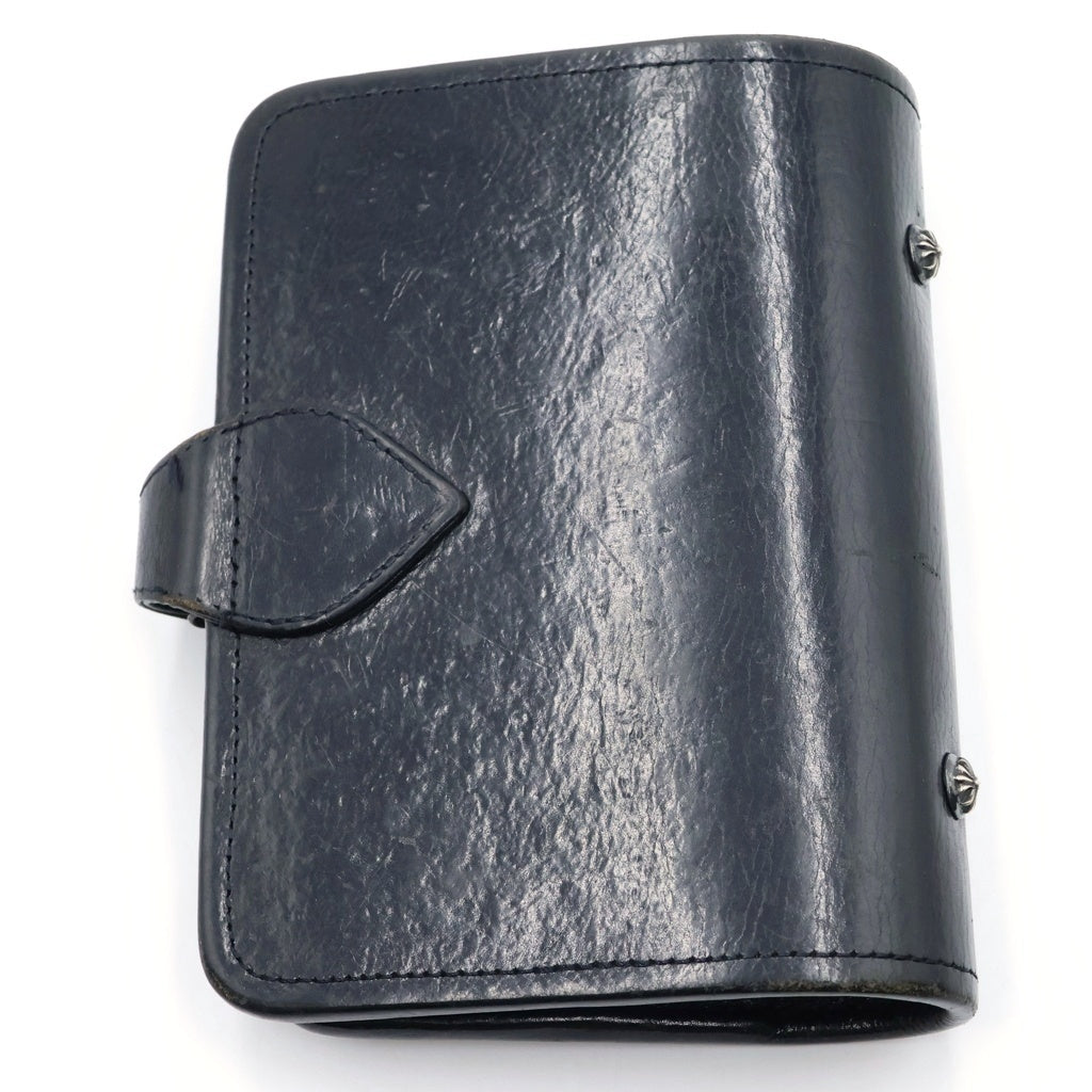 CHROME HEARTS(クロムハーツ) AGENDA FRNT4CEMECROSS セメタリークロスパッチクロスボールボタン手帳カバー ブラック