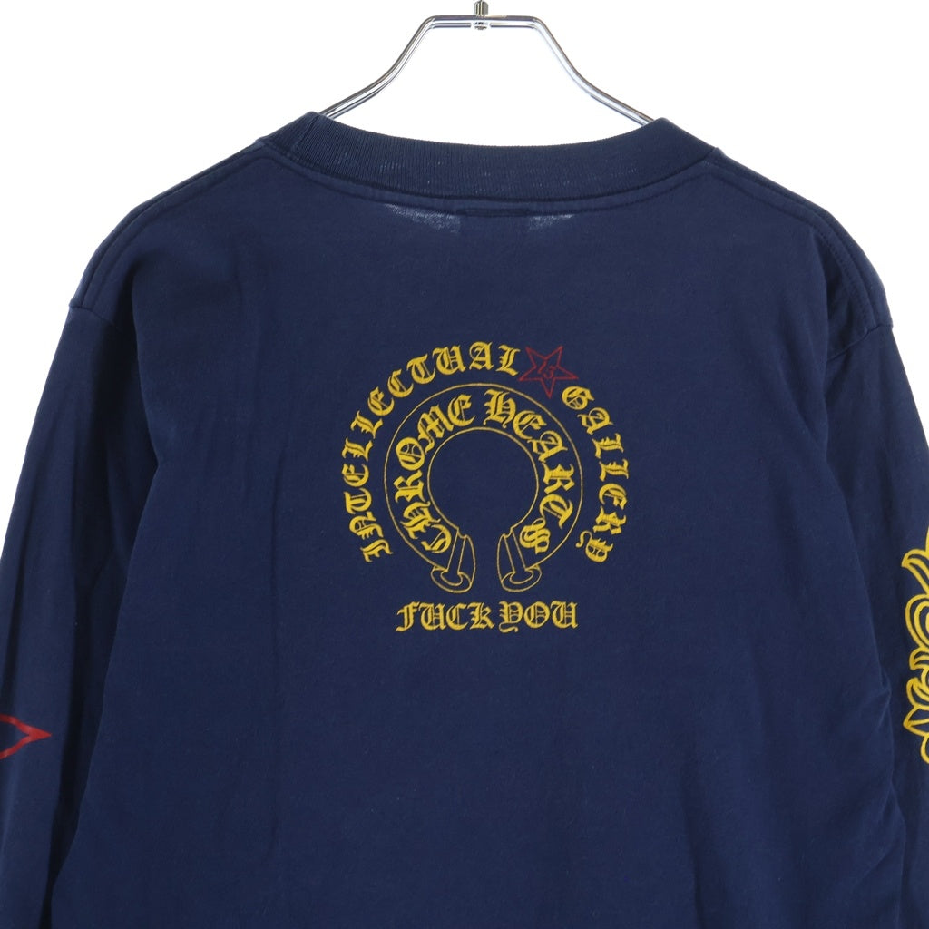 CHROME HEARTS(クロムハーツ) OLD GALF Intellectual Gallery アームフローラル 長袖Tシャツ カットソー ネイビー
