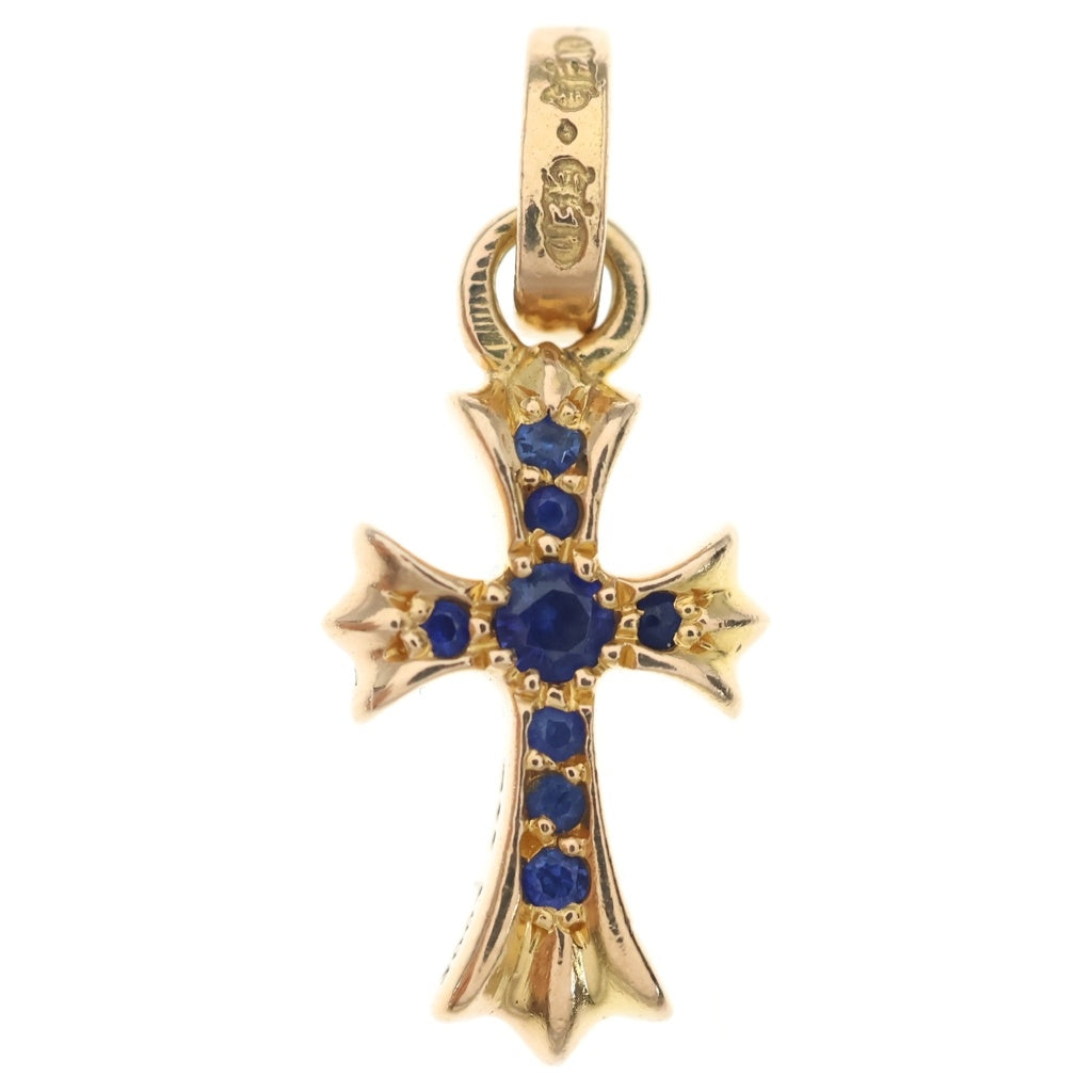 CHROME HEARTS(クロムハーツ) 22K CRS BBYFAT P SAP B ベイビーファット PAVEブルーサファイア チャーム ゴールドネックレストップ ゴールド/ブルー