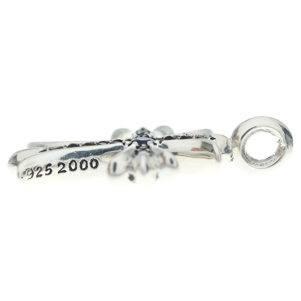 CHROME HEARTS(クロムハーツ) TNY CRSF P SAP タイニーファットクロス PAVEサファイア ペンダント シルバーネックレストップ シルバー/ブルー