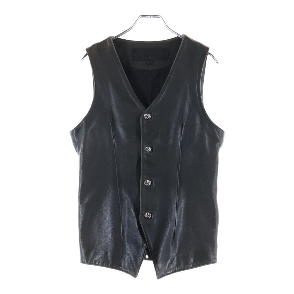 CHROME HEARTS(クロムハーツ) 4BTN VEST 4ボタンレザーベスト ブラック